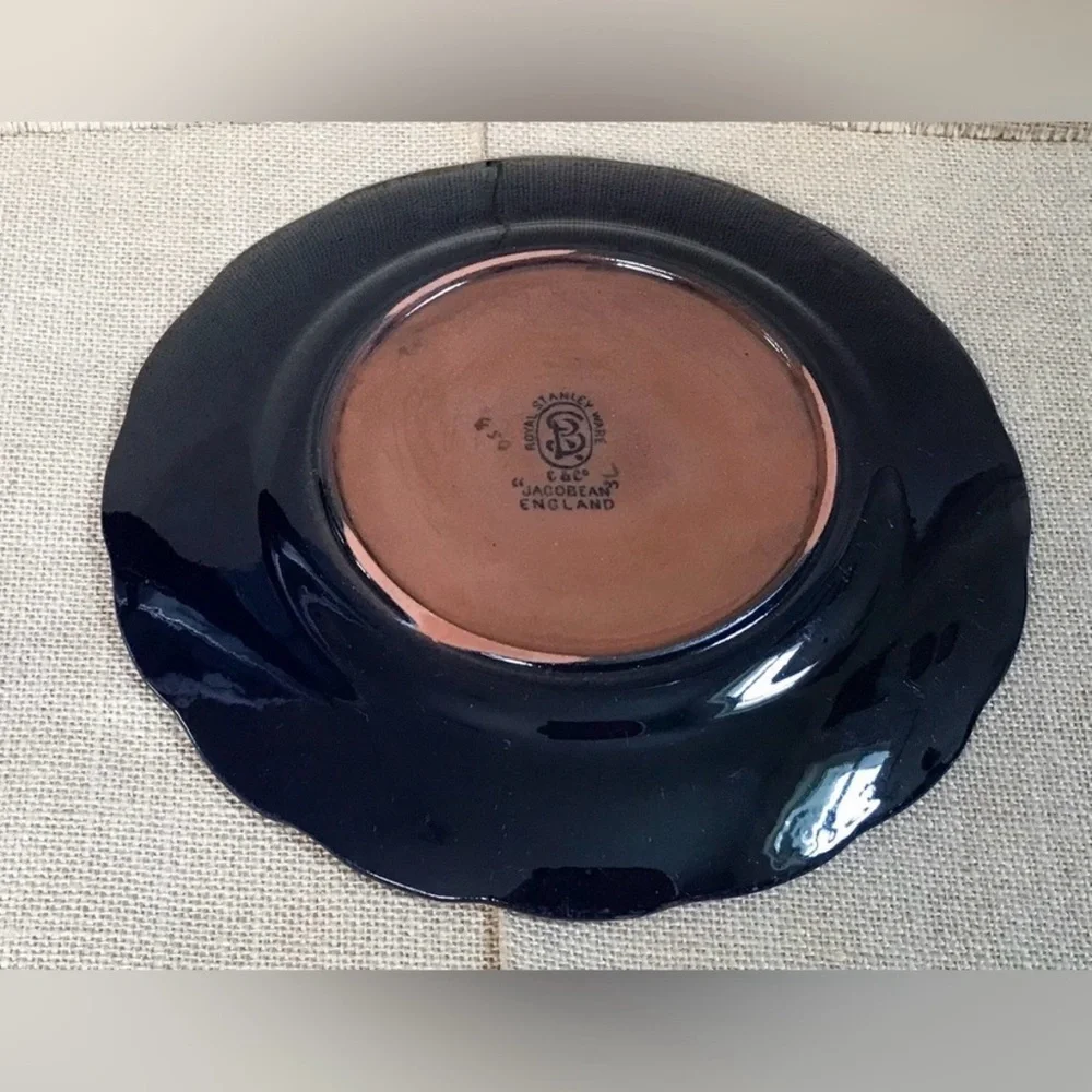 Vintage Royal Stanley Ware Pottery Jacobean Grapes Plate Colorful Gothic Goth